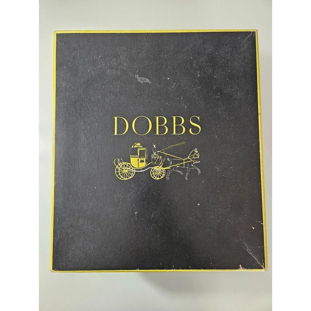 DOBBS New York Men's Fedora Hat Brown Felt Black Band Feather Accent 6 3/4 Small